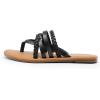 DREAM PAIRS Women’s Flip Flops Round Toe Multi Strap lightweight Summer Beach Flat Casual Thong Sandals(Black)
