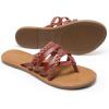DREAM PAIRS Women’s Flip Flops Round Toe Multi Strap lightweight Summer Beach Flat Casual Thong Sandals(Brown)