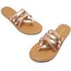 DREAM PAIRS Women’s Flip Flops Round Toe Multi Strap lightweight Summer Beach Flat Casual Thong Sandals(Rose Gold)