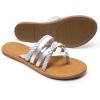 DREAM PAIRS Women’s Flip Flops Round Toe Multi Strap lightweight Summer Beach Flat Casual Thong Sandals(Silver)