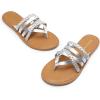 DREAM PAIRS Women’s Flip Flops Round Toe Multi Strap lightweight Summer Beach Flat Casual Thong Sandals(Silver)