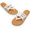DREAM PAIRS Women’s Flip Flops Round Toe Multi Strap lightweight Summer Beach Flat Casual Thong Sandals(White)