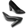 DREAM PAIRS Women’s High Chunky Block Heels Closed Pointed Toe Slip on Women Pumps Wedding Party Work Comfortable Dress Shoes for Women(Black-pu)