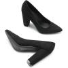 DREAM PAIRS Women’s High Chunky Block Heels Closed Pointed Toe Slip on Women Pumps Wedding Party Work Comfortable Dress Shoes for Women(Black-suede)