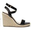 DREAM PAIRS Womens Open Toe Espadrilles Dressy Platform Sandals Buckle Ankle Strap Stylish Wedges Sandals(Black-pu)