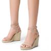 DREAM PAIRS Womens Open Toe Espadrilles Dressy Platform Sandals Buckle Ankle Strap Stylish Wedges Sandals(Nude/Suede)