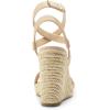 DREAM PAIRS Womens Open Toe Espadrilles Dressy Platform Sandals Buckle Ankle Strap Stylish Wedges Sandals(Nude-pu)