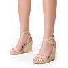 DREAM PAIRS Womens Open Toe Espadrilles Dressy Platform Sandals Buckle Ankle Strap Stylish Wedges Sandals(Nude-pu)