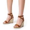 DREAM PAIRS Womens Open Toe Espadrilles Dressy Platform Sandals Buckle Ankle Strap Stylish Wedges Sandals(Tan/Suede)
