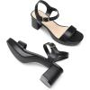 DREAM PAIRS Women’s Platform Heels Block Chunky Open Toe Ankle Strap Heel Fashion Wedding Party Dress Sandals Shoes(Black)