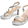 DREAM PAIRS Women’s Platform Strappy Heels High Heeled Sandals Open Toe Comfortable Dressy Shoes with Adjustable Ankle Strap(Silver)