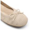 DREAM PAIRS Women’s Round Toe Foldable Portable Knit Ballet Flats Comfortable Dressy Flats for Work Office Dress Shoes Business Casual(Nude)