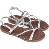 DREAM PAIRS Women’s Sandals Cross Strappy Gladiator Dress Flat Sandals Daily Casual Comfortable Summer Shoes(Silver-pu)