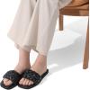 DREAM PAIRS Women’s Square Open Toe Slide Sandals Cute Slip on Braided Slides Flat Sandals for Summer(Black/Weave)