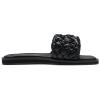 DREAM PAIRS Women’s Square Open Toe Slide Sandals Cute Slip on Braided Slides Flat Sandals for Summer(Black/Weave)