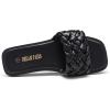 DREAM PAIRS Women’s Square Open Toe Slide Sandals Cute Slip on Braided Slides Flat Sandals for Summer(Black/Weave)