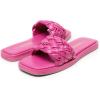 DREAM PAIRS Women’s Square Open Toe Slide Sandals Cute Slip on Braided Slides Flat Sandals for Summer(Hot Pink)