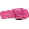 DREAM PAIRS Women’s Square Open Toe Slide Sandals Cute Slip on Braided Slides Flat Sandals for Summer(Hot Pink)