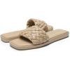 DREAM PAIRS Women’s Square Open Toe Slide Sandals Cute Slip on Braided Slides Flat Sandals for Summer(Light Nude)