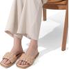 DREAM PAIRS Women’s Square Open Toe Slide Sandals Cute Slip on Braided Slides Flat Sandals for Summer(Nude/Weave)