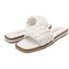 DREAM PAIRS Women’s Square Open Toe Slide Sandals Cute Slip on Braided Slides Flat Sandals for Summer(White/Weave)
