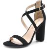 DREAM PAIRS 4 inch High Heels for Women Chunky Block Cross Strap Open Toe Dress Sandals for Wedding Bridal Evening Homecoming Prom(Black)