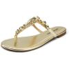 DREAM PAIRS Flip Flops for Women Dressy Rhinestone T-Strap Thong Sandals for Summers Dress Beach(Gold)