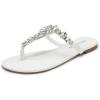 DREAM PAIRS Flip Flops for Women Dressy Rhinestone T-Strap Thong Sandals for Summers Dress Beach(White)