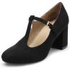 DREAM PAIRS Low Chunky Heels for Women T-Strap Mary Jane Pumps Wedding Dress Shoes(Black)
