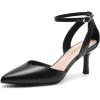 DREAM PAIRS Pointed Closed Toe Kitten Heels Stiletto Ankle Strap Women’s Pumps Shoes for Women Wedding Party Dress Sandals(Black-pu)