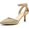 DREAM PAIRS Pointed Closed Toe Kitten Heels Stiletto Ankle Strap Women’s Pumps Shoes for Women Wedding Party Dress Sandals(Gold-glitter)