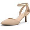 DREAM PAIRS Pointed Closed Toe Kitten Heels Stiletto Ankle Strap Women’s Pumps Shoes for Women Wedding Party Dress Sandals(Nude-nubuck)