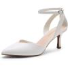 DREAM PAIRS Pointed Closed Toe Kitten Heels Stiletto Ankle Strap Women’s Pumps Shoes for Women Wedding Party Dress Sandals(White-pu)
