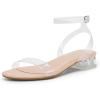 DREAM PAIRS Women Black White Nude Clear Sandals Low Heel Dressy Sandals Ankle Strap Open Toe Chunky Block Heeled Summer Classic Comfortable Flat Shoes(Clear)