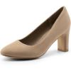 DREAM PAIRS Women’s Block Heels Closed Toe High Chunky Rounded Toe Pumps Comfortable Slip On Work Shoes(Khaki)