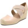 DREAM PAIRS Womens Close Toe Espadrilles Platform Slip on Elastic Criss Cross Straps Dressy Wedges Sandals(Nude)
