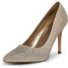 DREAM PAIRS Women’s Closed Toe High Heels Dress Pointed Toe Wedding Pump Shoes(Gold/Glitter)