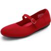 DREAM PAIRS Women’s Mary Jane Ballet Flat Shoes Dressy Foldable Knit Flats with Arch Support Comfortable for Casual Work Office(Red)