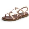 DREAM PAIRS Women’s Sandals Cross Strappy Gladiator Dress Flat Sandals Daily Casual Comfortable Summer Shoes(Rose Gold-pu)