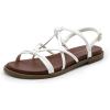 DREAM PAIRS Women’s Sandals Cross Strappy Gladiator Dress Flat Sandals Daily Casual Comfortable Summer Shoes(White-pu)