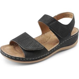 DREAM PAIRS Women’s Comfortable Dressy Flats Sandals Open Toe One Band Casual Walking Sandals for Summer(Black)