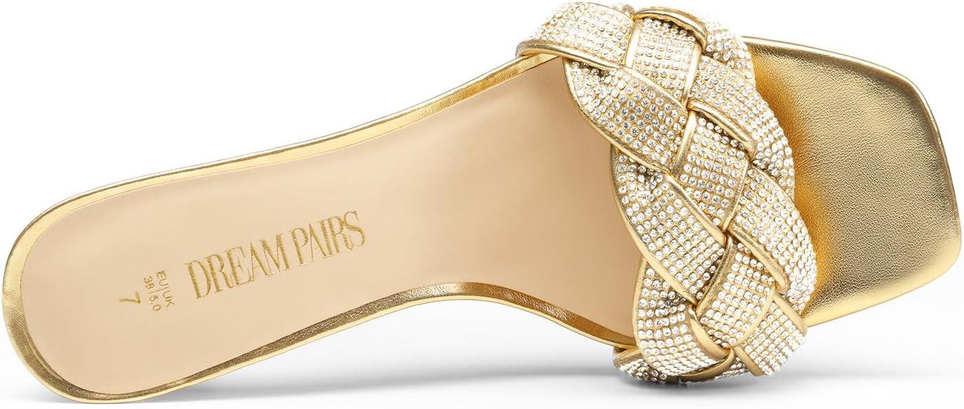 imageDREAM PAIRS Heels for Women Rhinestone Open Toe Low Kitten Heels Sexy Stilettos Heels Pump Sandals Party Evening Prom Dance Dress ShoesGoldrhinestone1