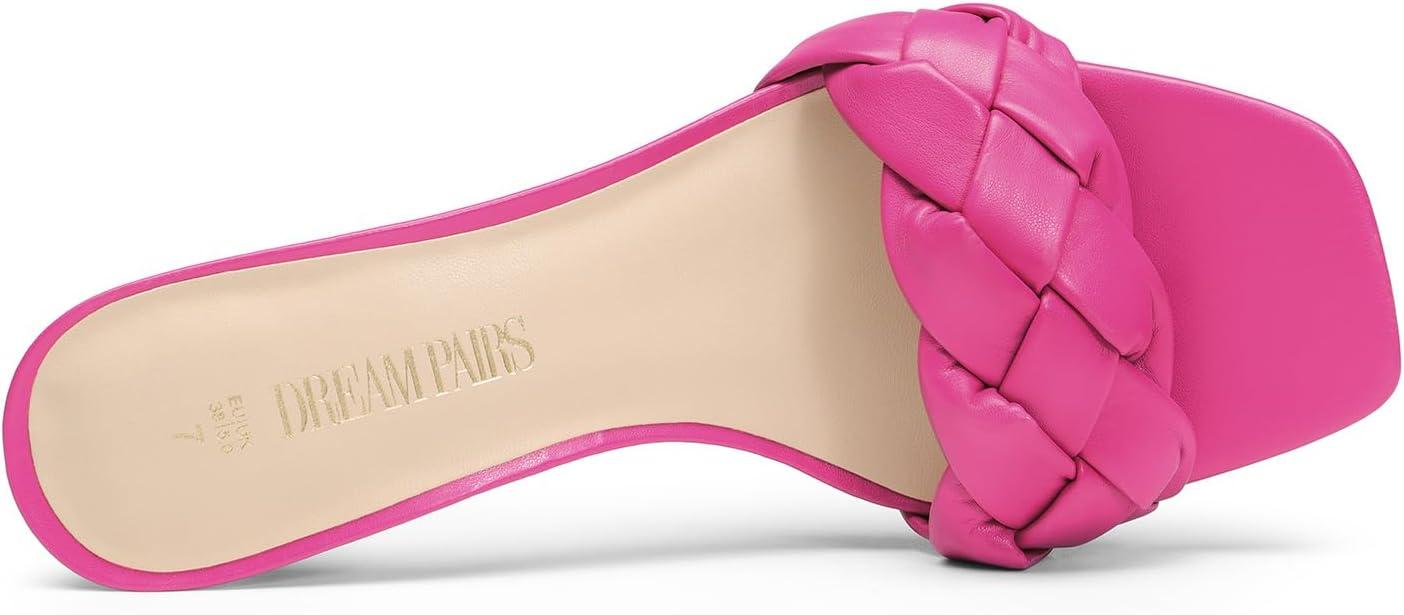 imageDREAM PAIRS Heels for Women Rhinestone Open Toe Low Kitten Heels Sexy Stilettos Heels Pump Sandals Party Evening Prom Dance Dress ShoesHot Pinkpu