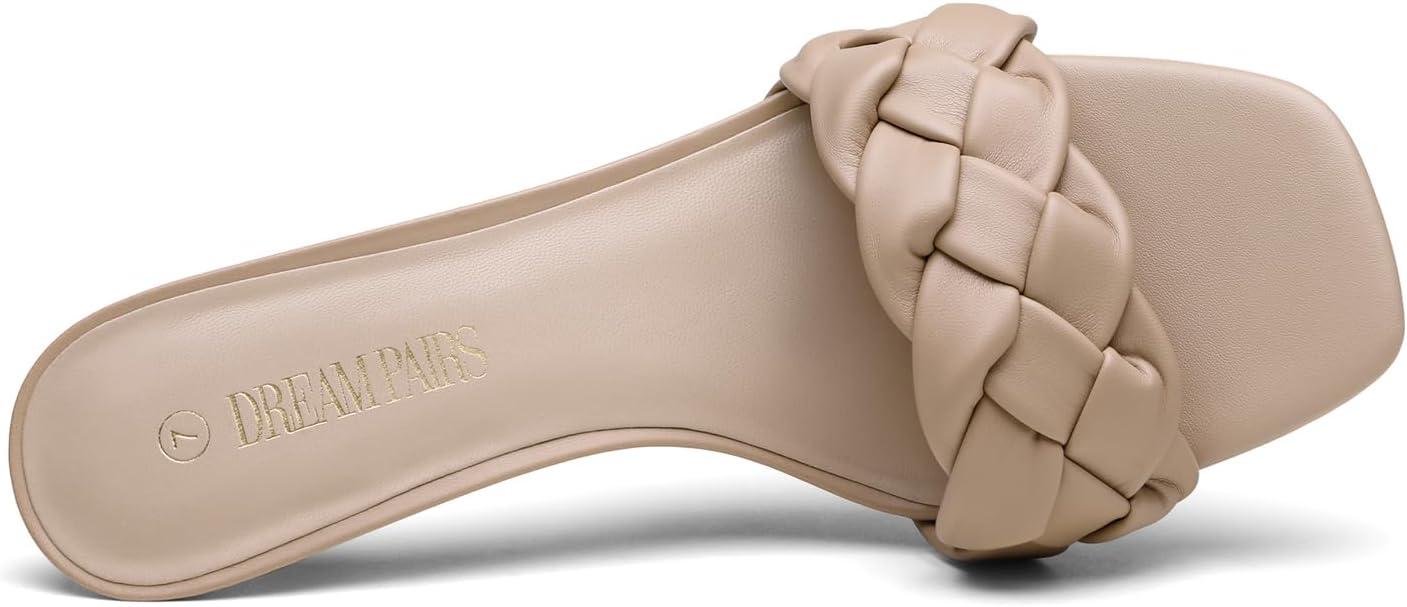 imageDREAM PAIRS Heels for Women Rhinestone Open Toe Low Kitten Heels Sexy Stilettos Heels Pump Sandals Party Evening Prom Dance Dress ShoesNudePu