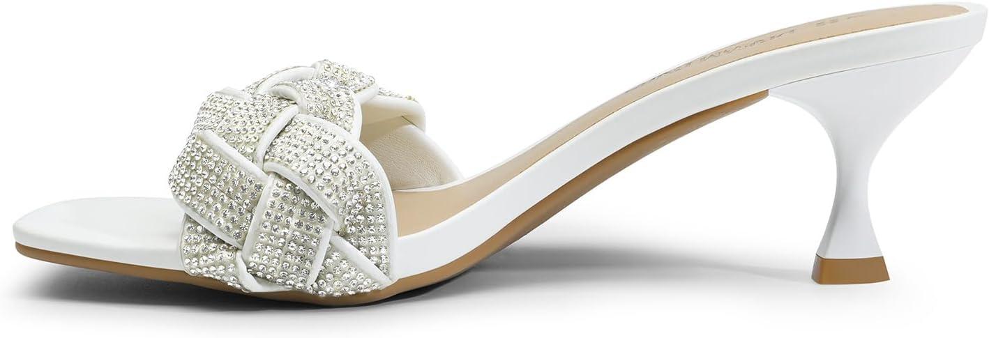 imageDREAM PAIRS Heels for Women Rhinestone Open Toe Low Kitten Heels Sexy Stilettos Heels Pump Sandals Party Evening Prom Dance Dress ShoesWhiterhinestone