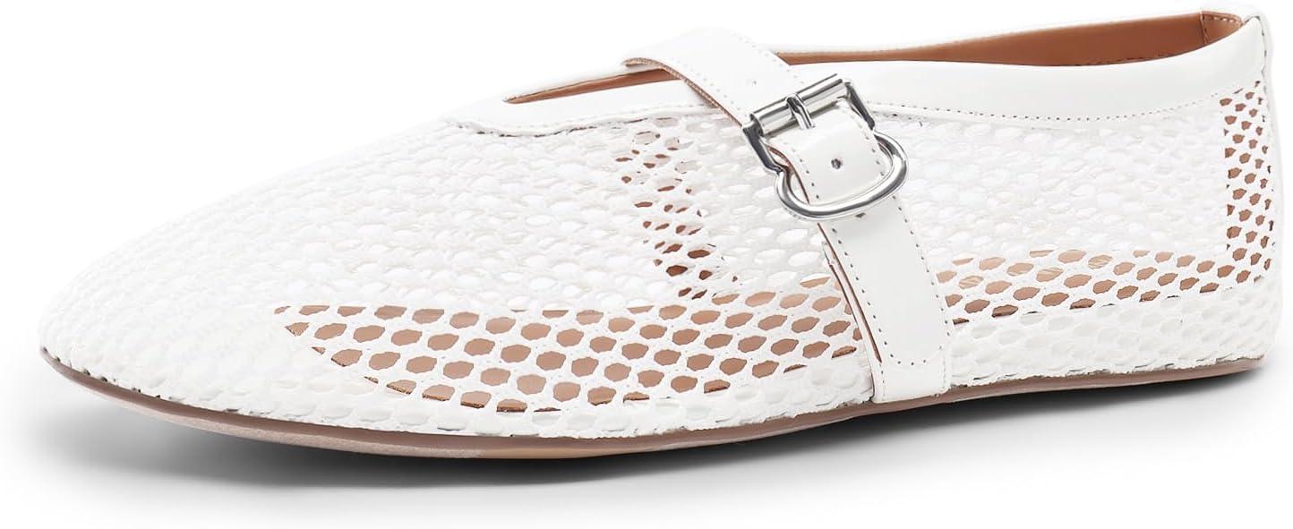 imageDREAM PAIRS Pointed Toe Flats for Women Comfortable Dressy Knit Ballet Flats with Arch Support Womens Dress Shoes for Work Office Business Casual TravelWhite