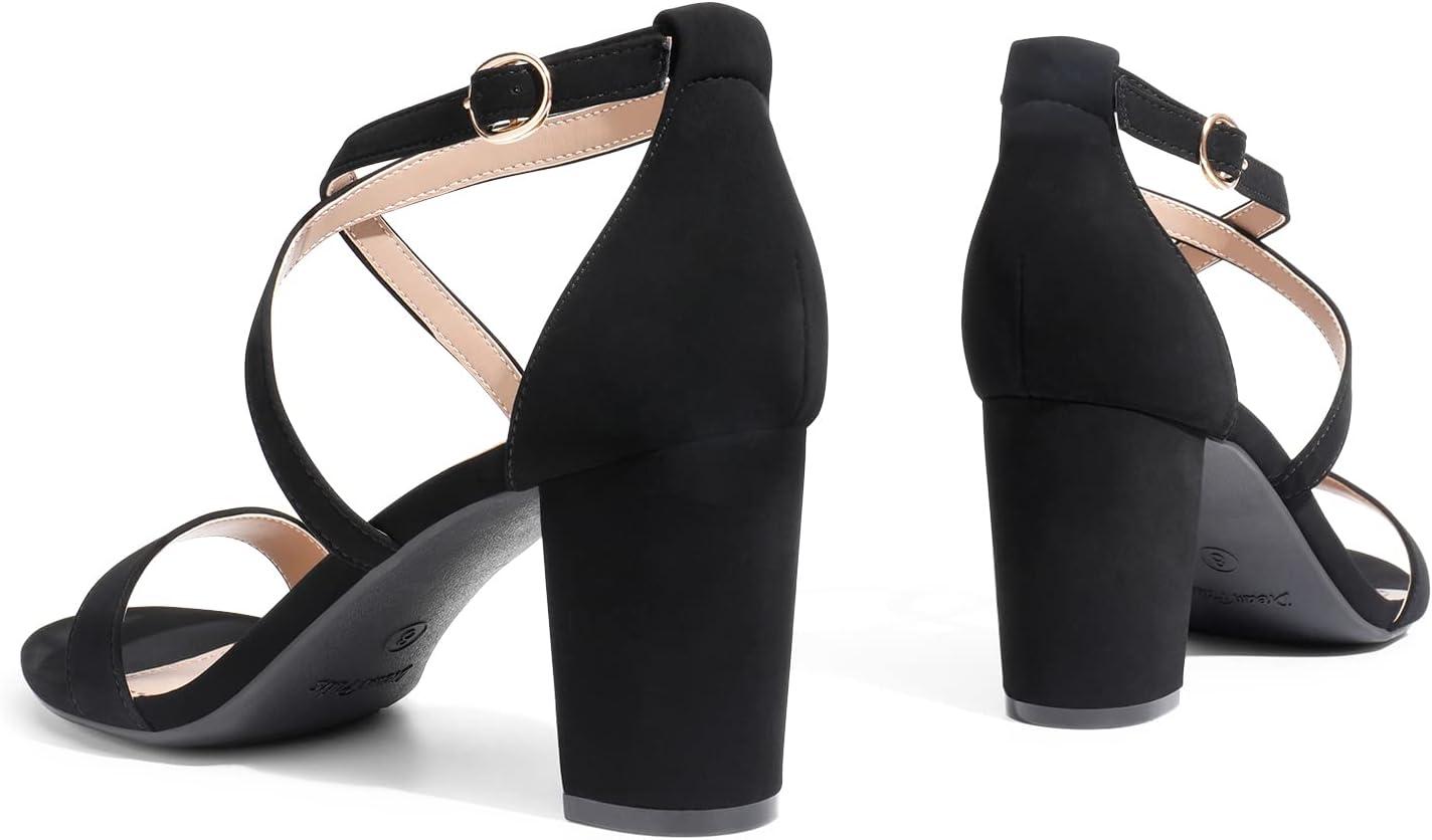 imageDREAM PAIRS Womens Ankle Strap Dress Low Chunky Block Open Toe Heel Sandals for Party WeddingBlacknubuck
