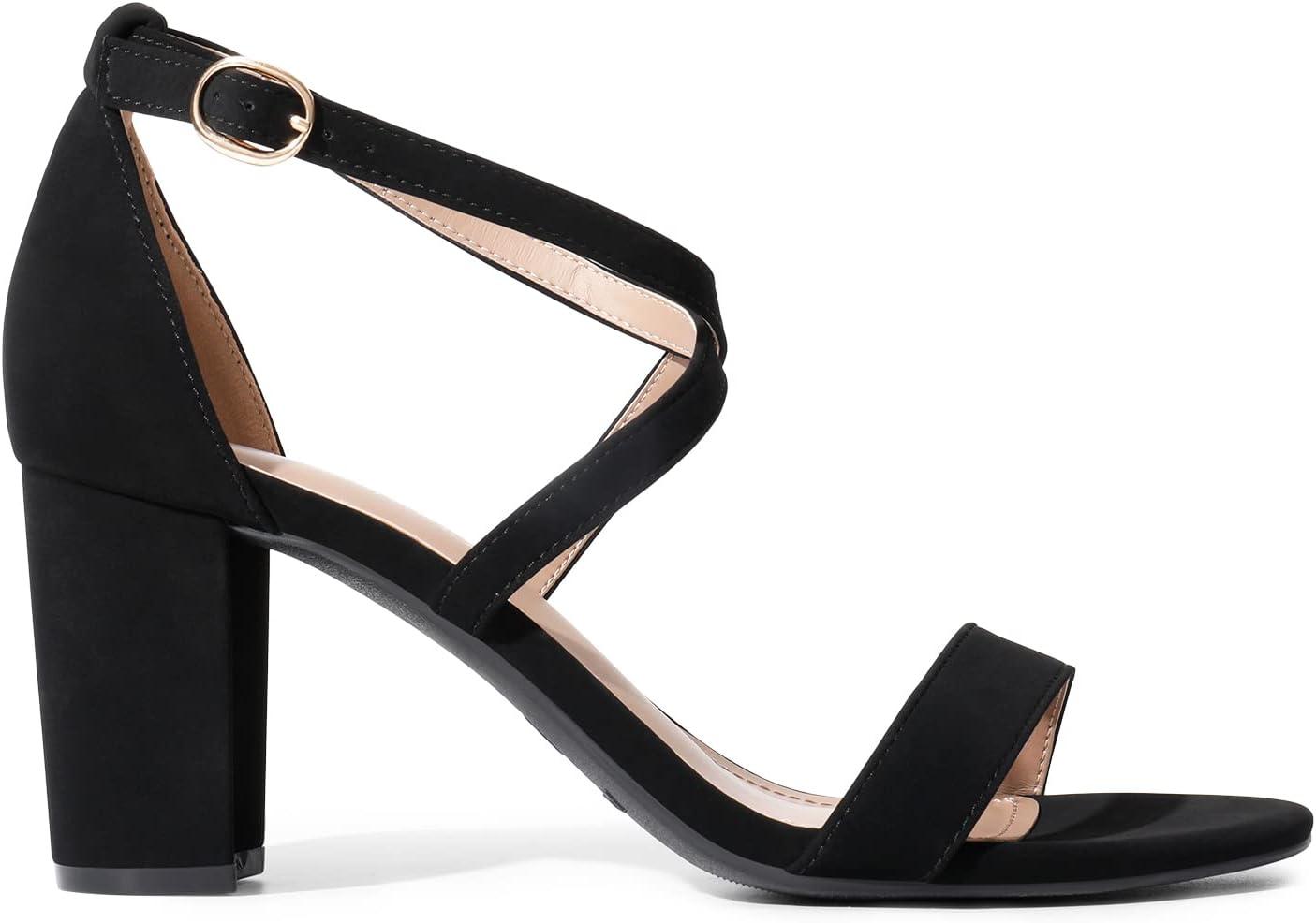 imageDREAM PAIRS Womens Ankle Strap Dress Low Chunky Block Open Toe Heel Sandals for Party WeddingBlacknubuck