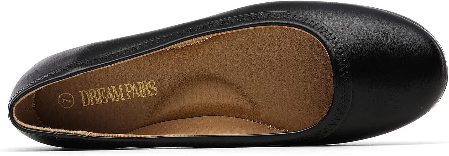 imageDREAM PAIRS Womens Ballet Flats Comfortable Dressy Work Low Wedge Arch Support Flats Shoes