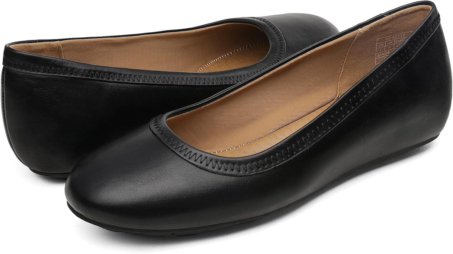 imageDREAM PAIRS Womens Ballet Flats Comfortable Dressy Work Low Wedge Arch Support Flats Shoes